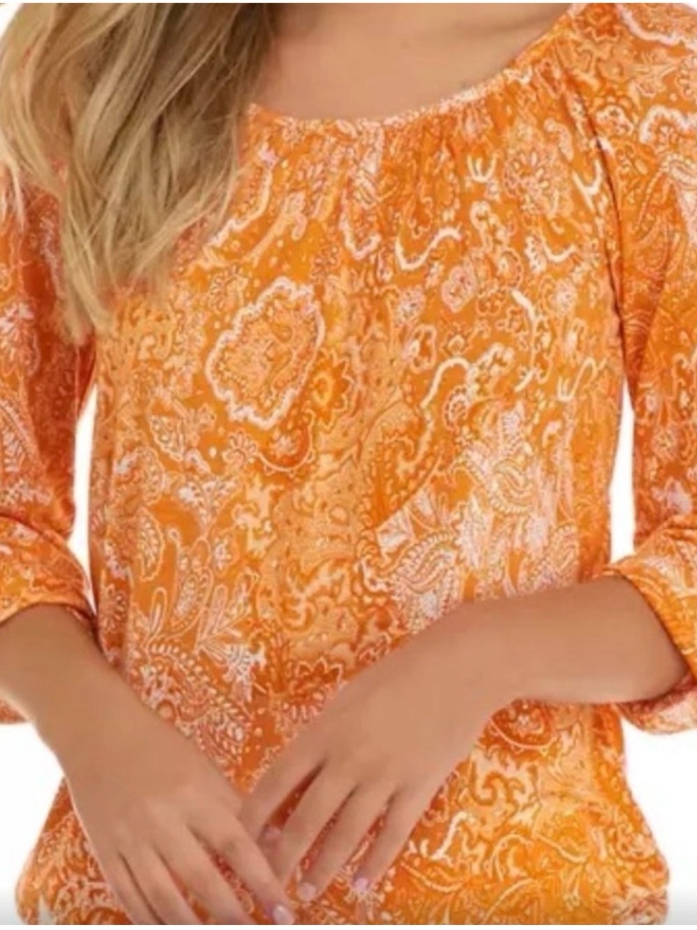 MICHAEL Michael Kors Orange Paisley Scoop-Neck Top NWT